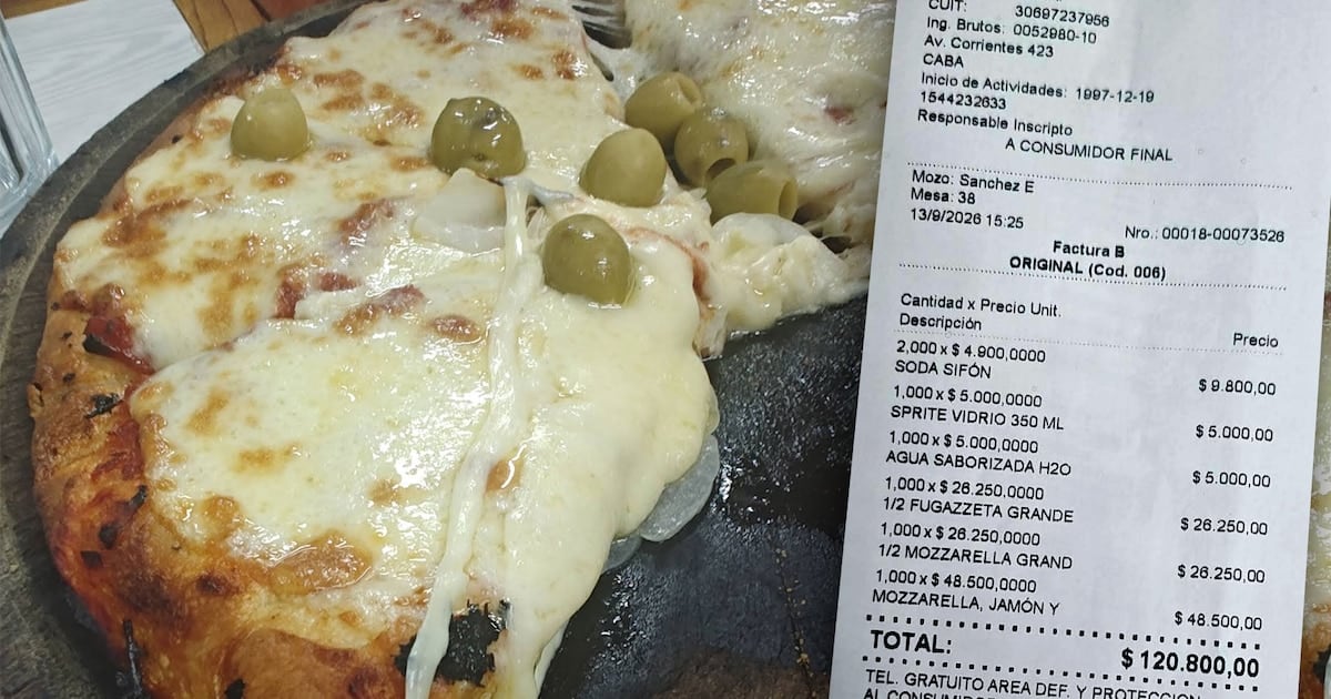 Una cuenta de casi 121 mil pesos en una pizzería del centro porteño reaviva el debate sobre los costos de salir a comer