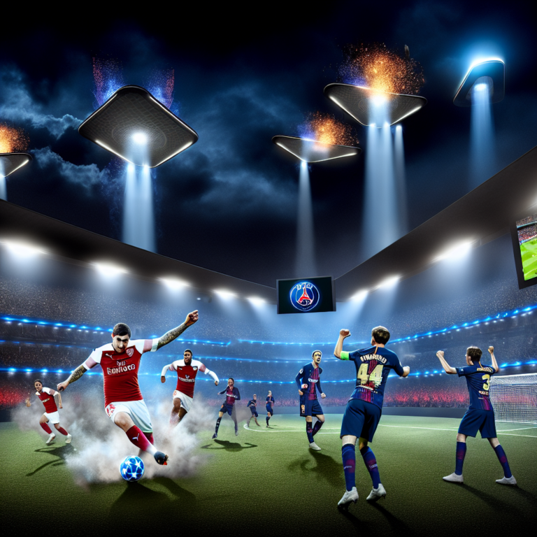 Acción intensa en Semifinales de la Champions League 2025 con jugadores del PSG y Arsenal
