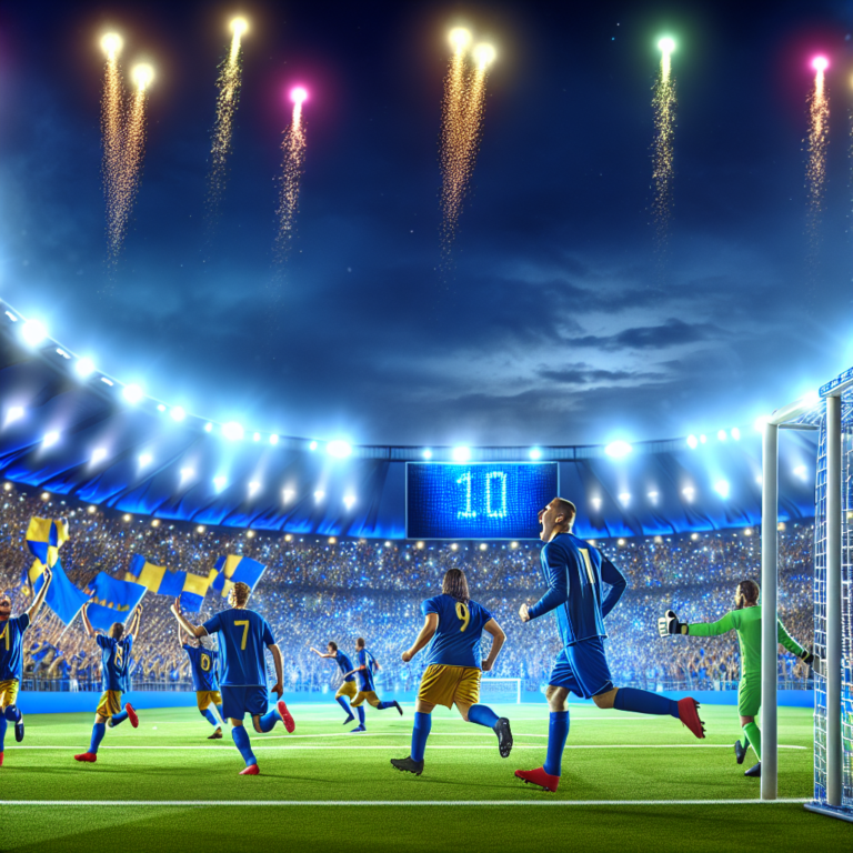 Jugadores de Boca Juniors celebrando un gol en un estadio lleno con fuegos artificiales