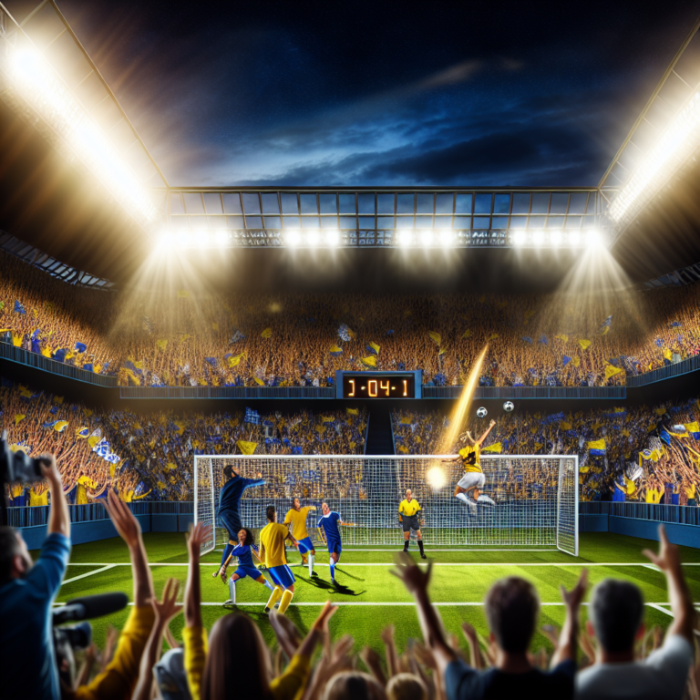 Partido emocionante Tigres vs Cruz Azul en estadio lleno con luz estelar