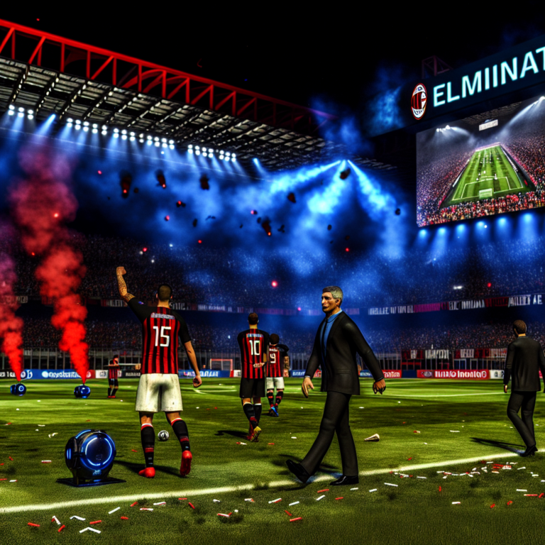 Jugadores del AC Milan celebrando en el campo después de eliminar al Inter Milan de la Coppa Italia
