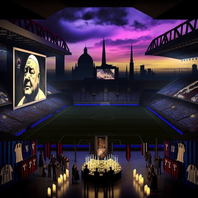 Estadio San Siro en noche con iluminación de velas y tributo, Inter de Milán rechaza adelantar partido