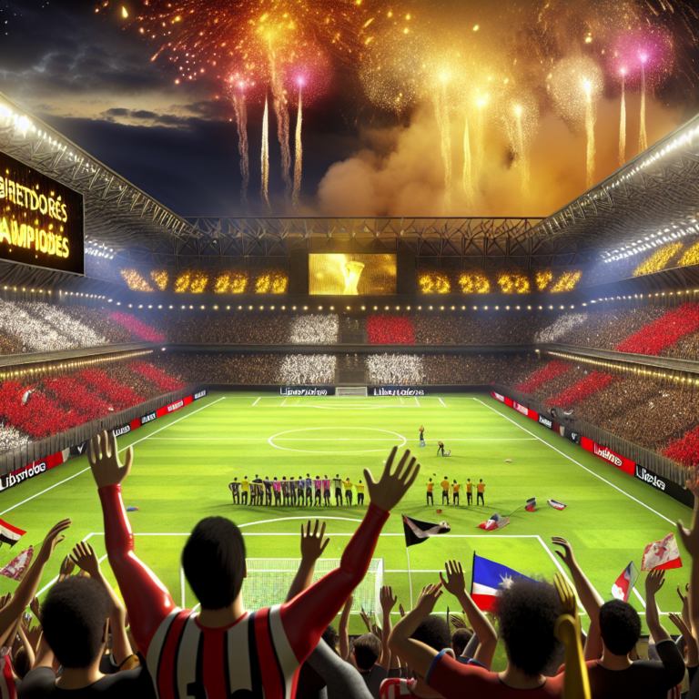 Partido emocionante de Estudiantes vs Botafogo en estadio lleno con fuegos artificiales