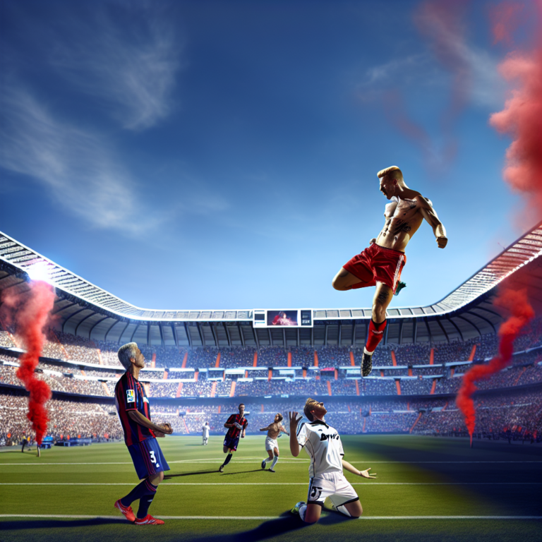 Jugador del Atlético Madrid celebrando un gol en victoria sobre Rayo Vallecano en estadio lleno