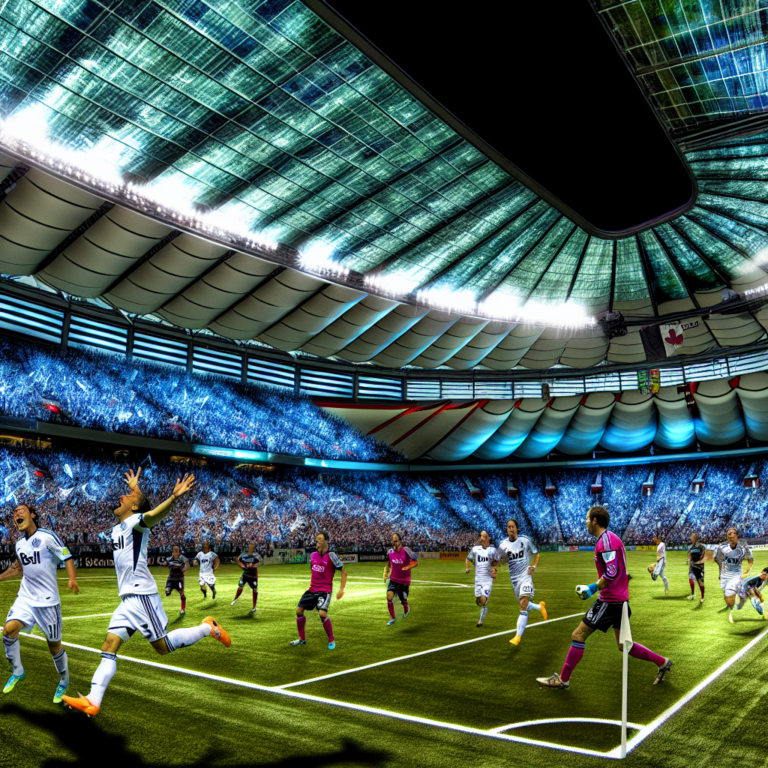 Jugadores del Whitecaps y Inter Miami en partido emocionante bajo techo iluminado