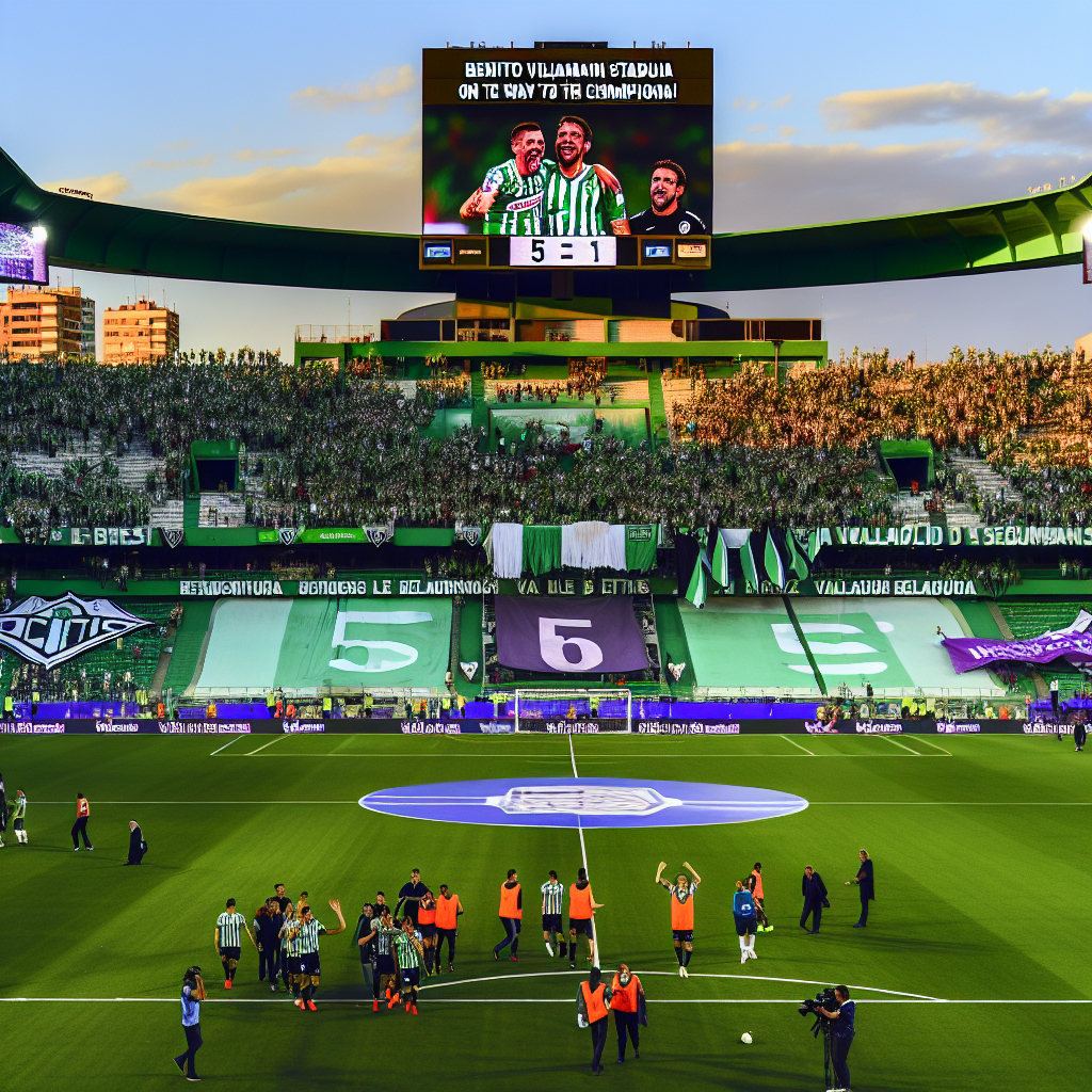 Épica victoria del Betis sobre el Valladolid en un estadio vibrante Betis golea 5-1 al Valladolid en el estadio Benito Villamarín lleno de aficionados