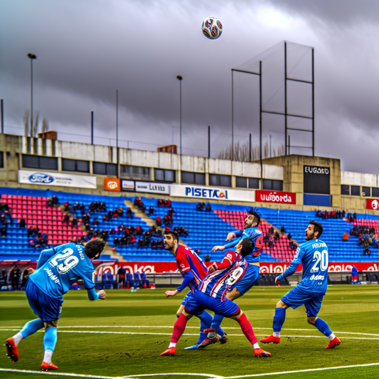 Intenso momento del empate entre Girona y Leganés en partido de fútbol
