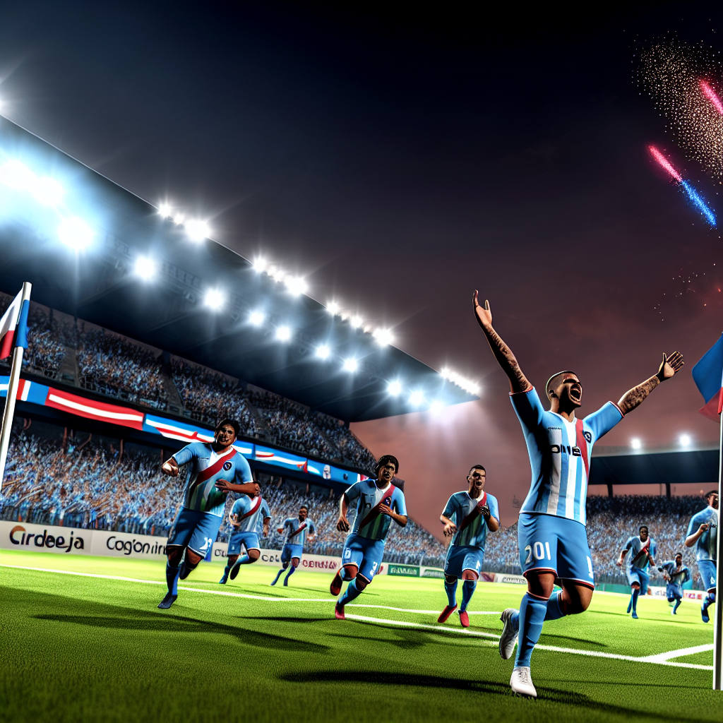 El equipo de Sporting Cristal celebra un empate emocionante con Cerro Porteño en un estadio lleno