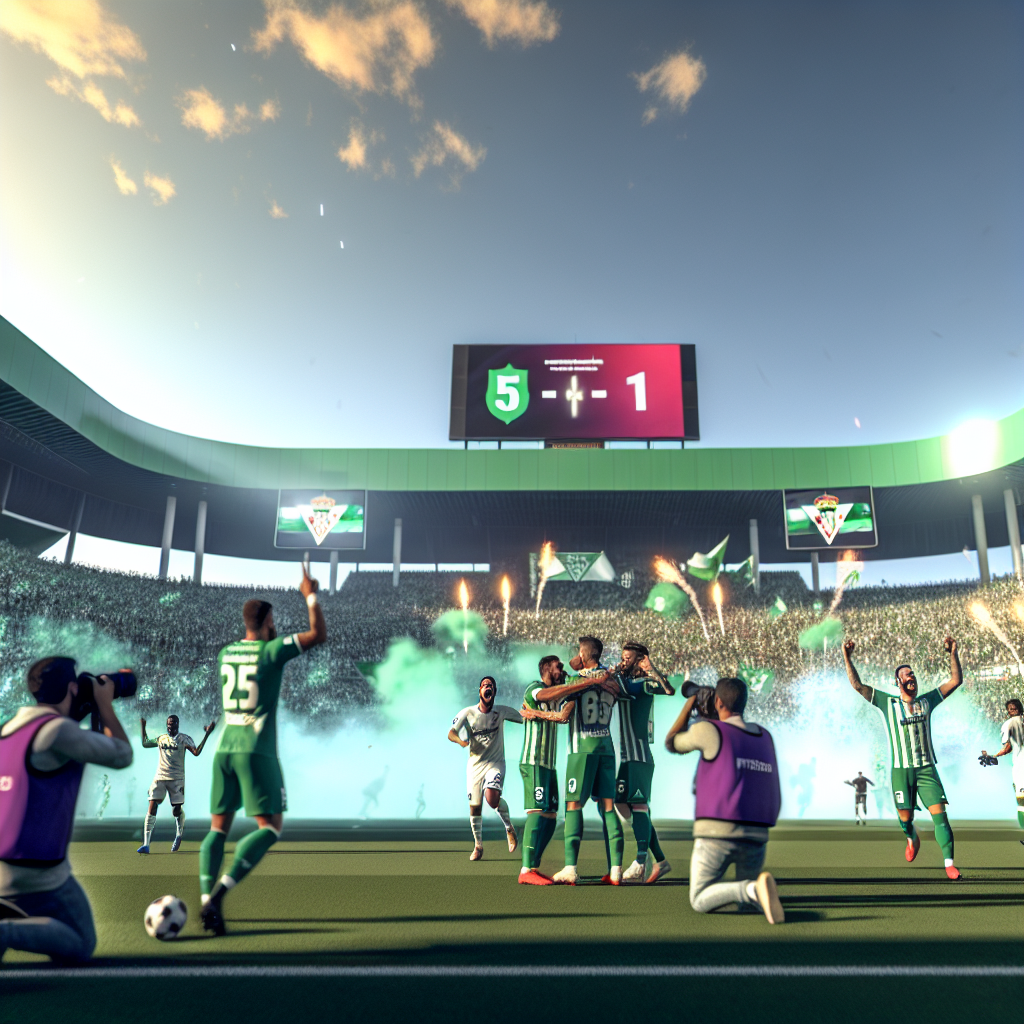Victoria aplastante del Betis sobre el Valladolid 5-1 Beti golea al Valladolid con un marcador de 5-1 en un estadio lleno