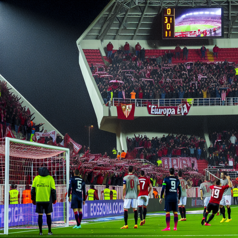 Aficionados de Osasuna celebran una victoria crucial en el estadio bajo la lluvia