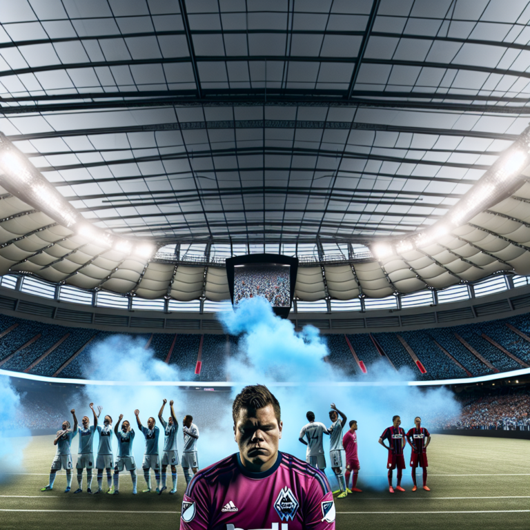 Jugadores de Whitecaps y Inter Miami en estadio lleno durante un partido clave