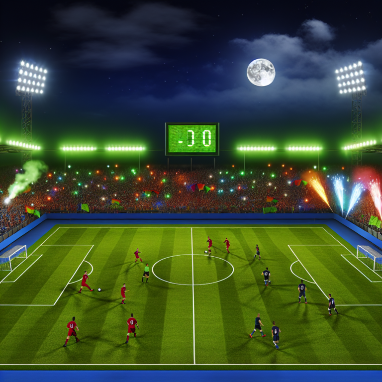 Noche de semifinales del Arsenal vs PSG, estadio lleno bajo la luz de la luna