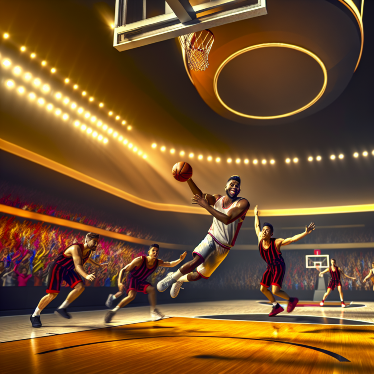 Jugador de baloncesto de Warriors en un salto espectacular hacia canasta ante Rockets