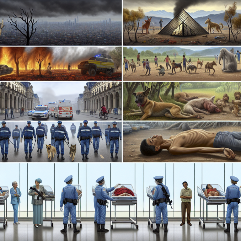 Collage de eventos impactantes incluye incendios, protestas y ayuda médica, esencia de noticias destacadas de Red Uno.