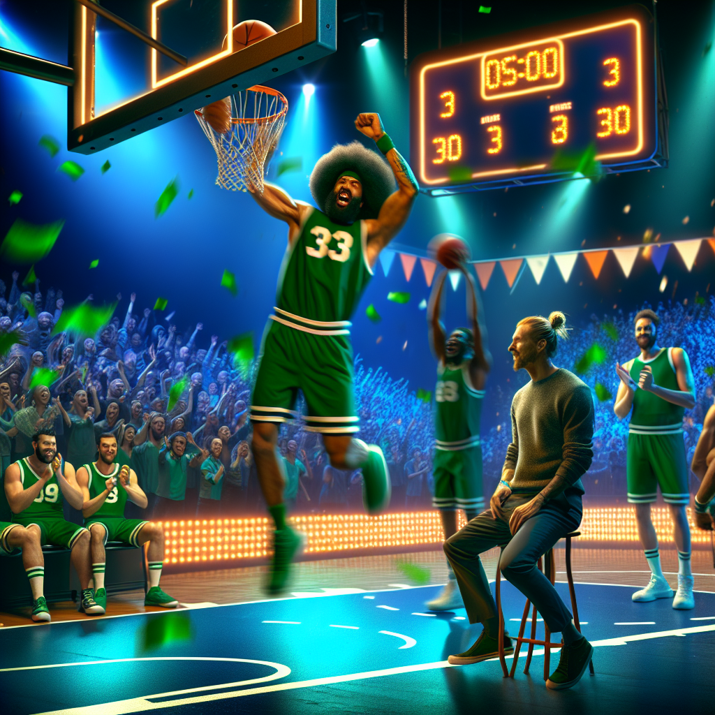 Victoria Épica: Boston Celtics Domina a Orlando Magic en Juego Decisivo Jugador del Boston Celtics realizando un mate ganador contra Orlando Magic en vibrante partido