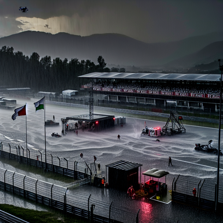 Fuerte tormenta en circuito de Imola durante evento deportivo