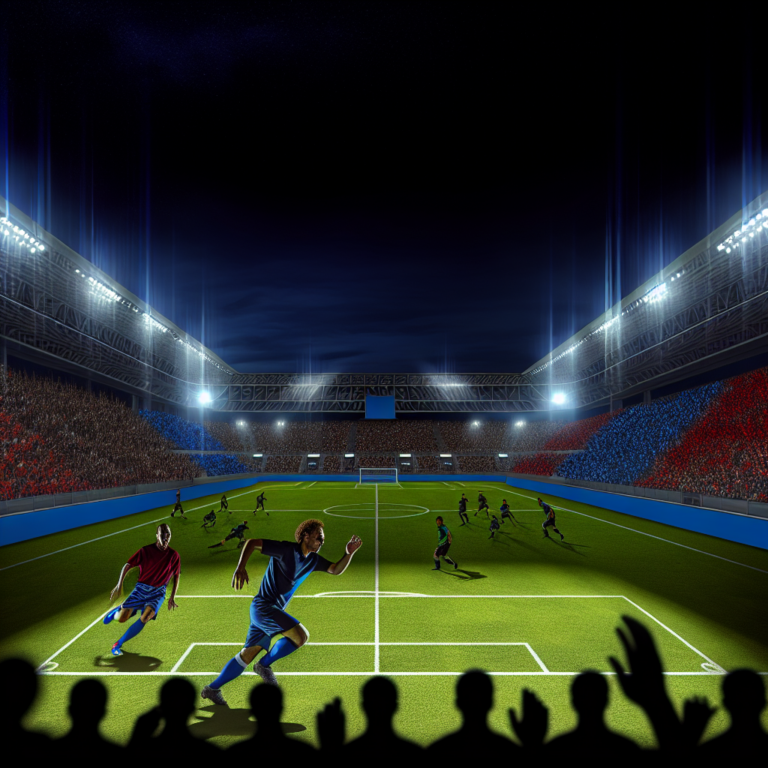 Noche intensa de partido entre Barcelona y Inter en estadio iluminado