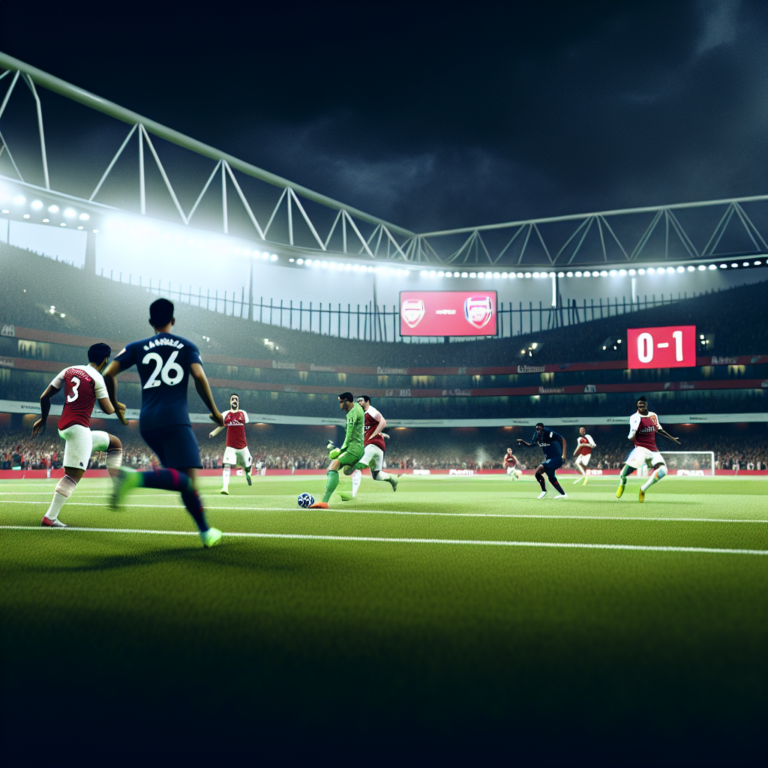 Jugadores del Arsenal y del PSG en un partido intenso en el estadio Emirates, marcador 0-1