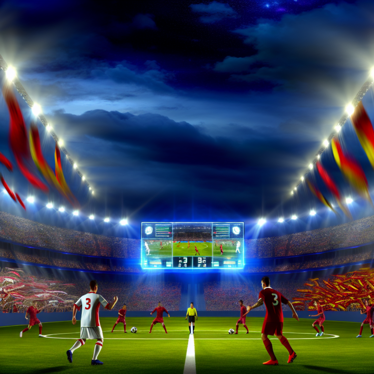 Jugadores en RB Leipzig vs Bayern Múnich partido nocturno en estadio iluminado