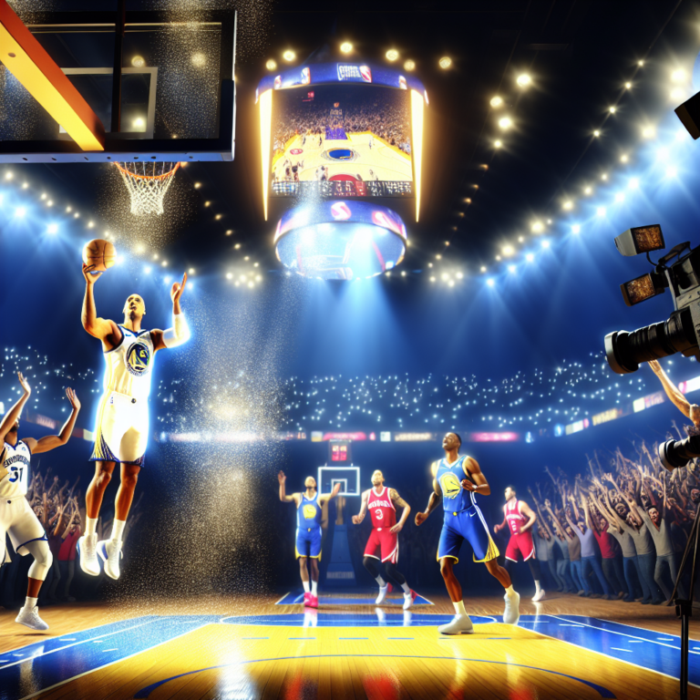 Jugador de los Warriors anotando en un partido crucial donde eliminan a los Rockets ante una multitud emocionada