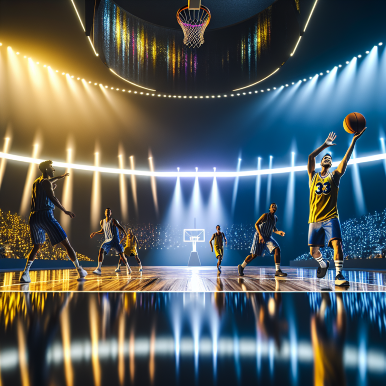 Buddy Hield liderando los Warriors en un juego nocturno de baloncesto con iluminación dinámica