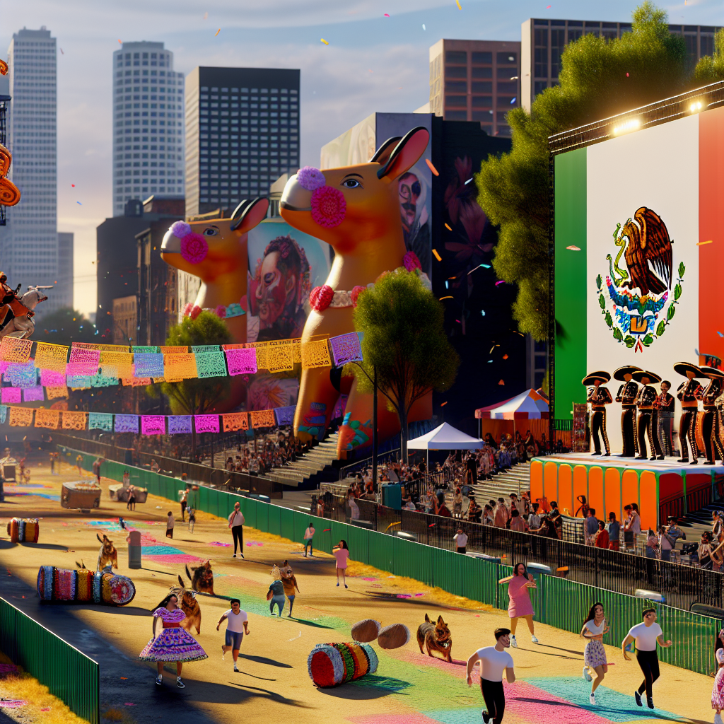 Vive el Cinco de Mayo 2025: Tradición y Alegría en la Ciudad Celebraciones del Cinco de Mayo 2025 con decoraciones coloridas y danza tradicional en un parque urbano