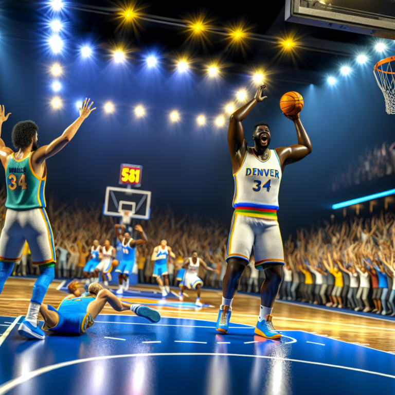 Jugador de los Denver Nuggets celebra una canasta decisiva contra los Oklahoma City Thunder en un partido animado