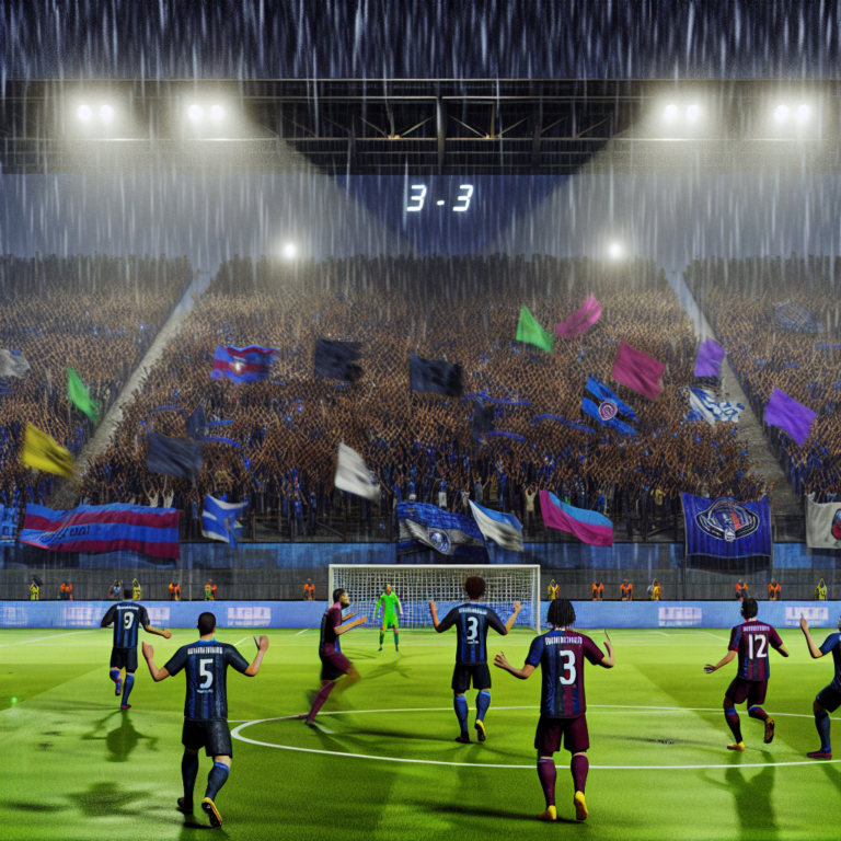 Intenso empate 3-3 entre Inter y FC Barcelona bajo lluvia en estadio lleno