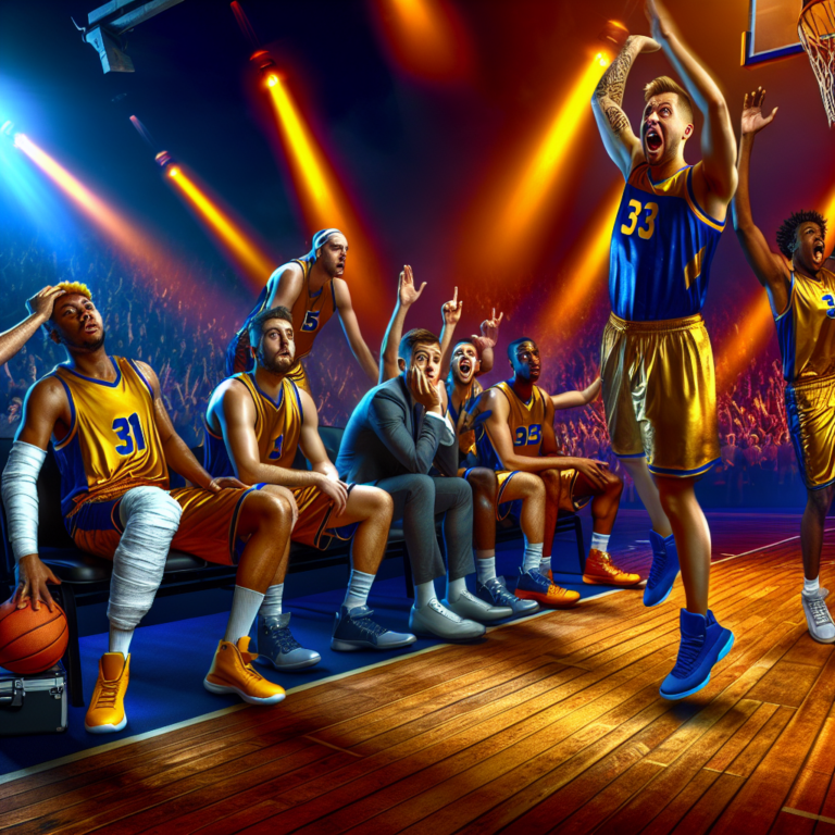 Jugadores de Warriors celebrando una victoria en la cancha sin Curry presente