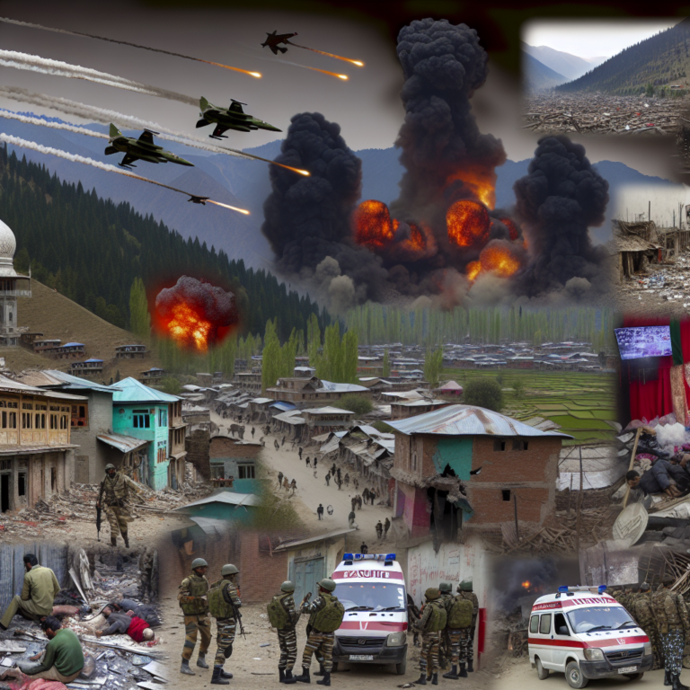 Aviones de combate y explosiones ilustran la escalada del conflicto entre India y Pakistán en un pueblo.