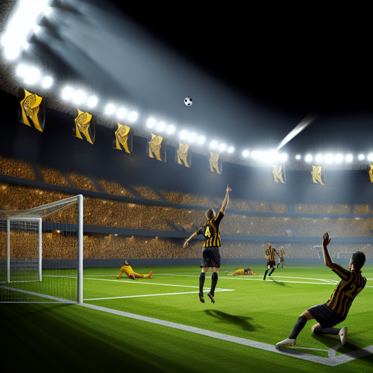 Gol decisivo de Al-Ittihad en partido contra Al-Nassr en estadio iluminado