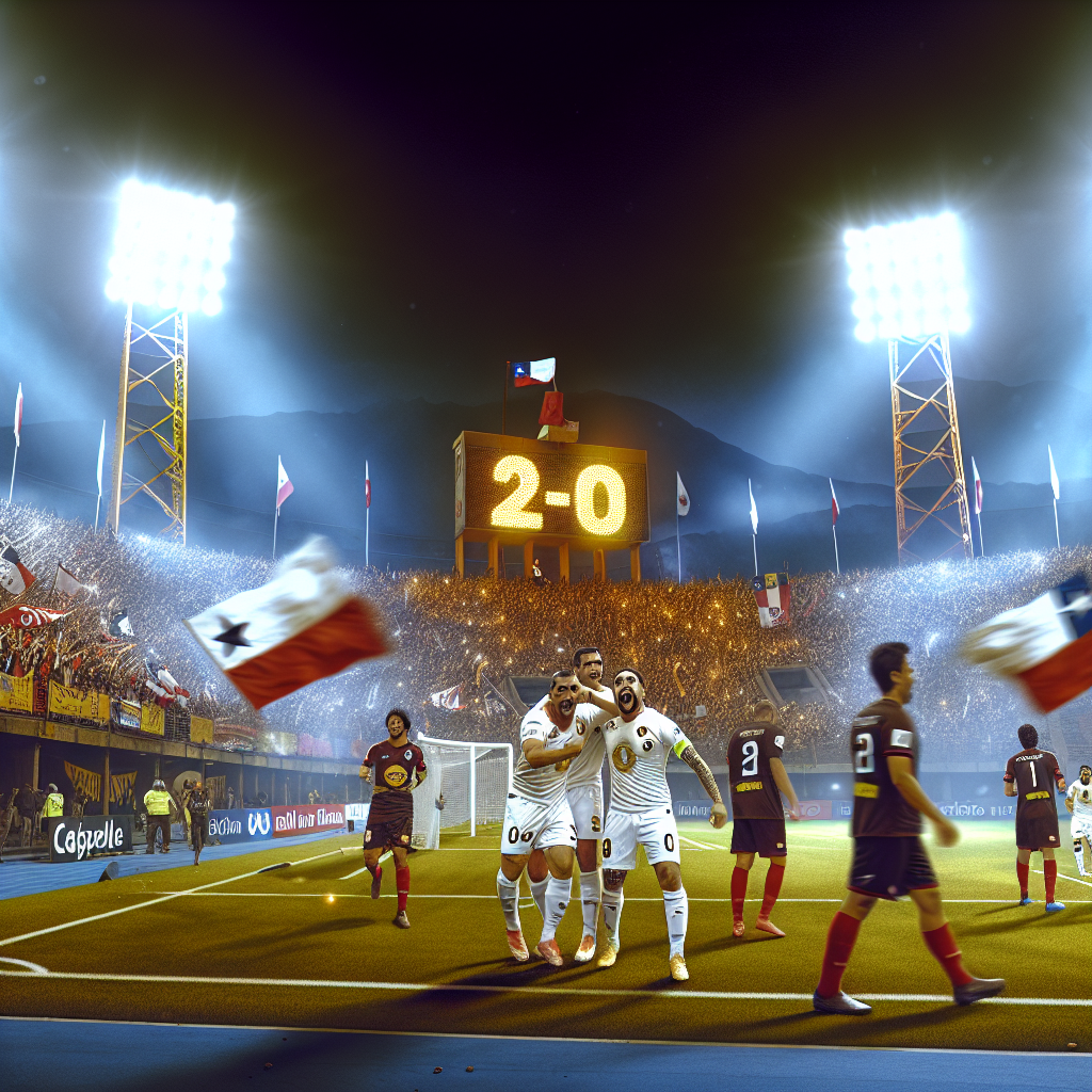 Triunfo de Unión Española sobre Once Caldas, 2-0 en Copa Sudamericana Unión Española celebra un gol contra Once Caldas en Copa Sudamericana, marcador 2-0