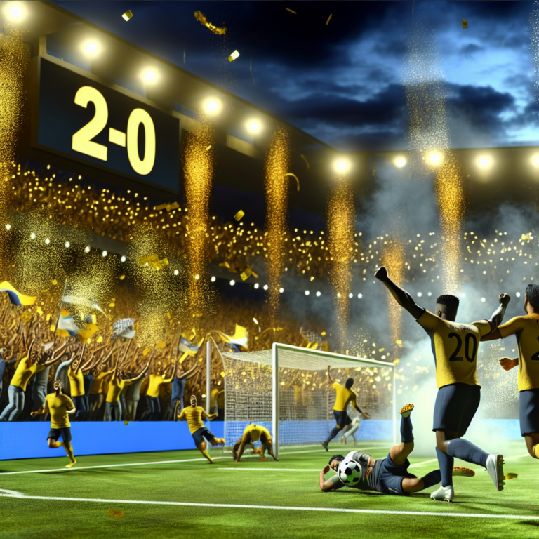Celebración de gol en partido Al-Nassr vs Al-Ittihad, marcador 2-0 con aficionados