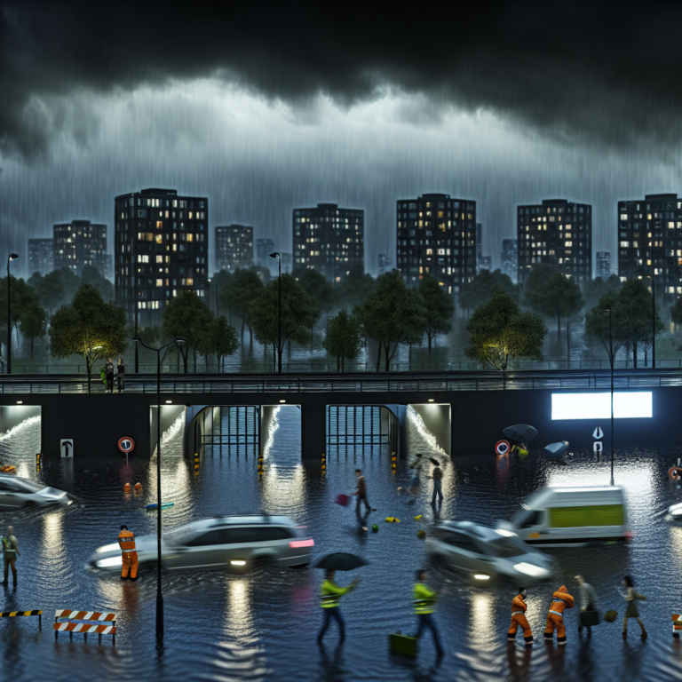Lluvias torrenciales inundan calles y túnel en una noche tormentosa en Santiago