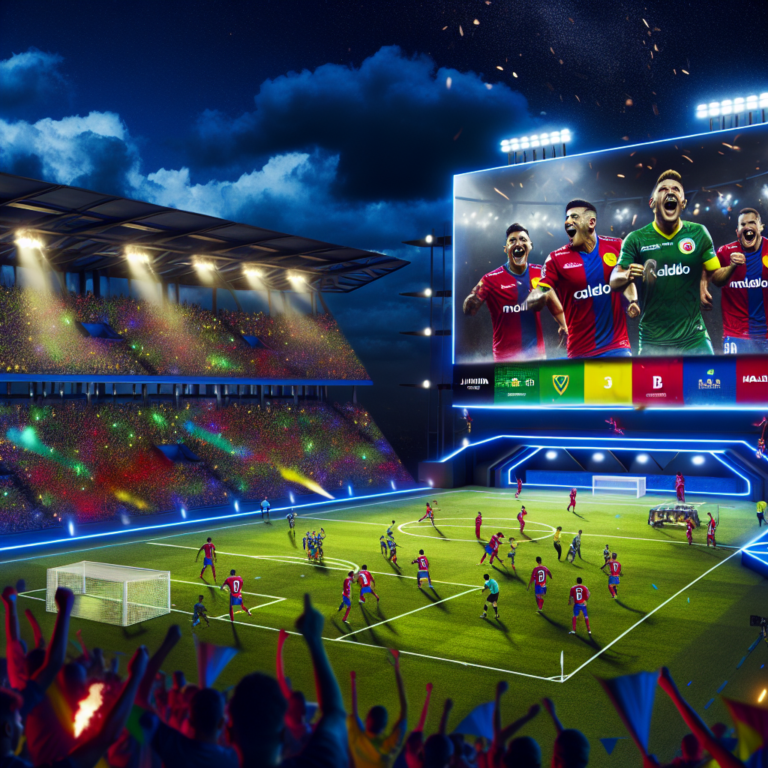 Partido nocturno emocionante con tabla de posiciones Liga BetPlay 2025 visible