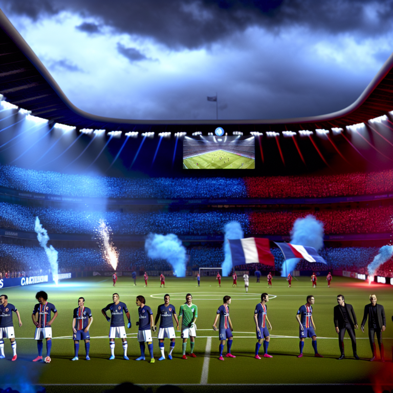 Equipo de fútbol en la cancha durante el Final de la Champions League 2025 en un estadio lleno