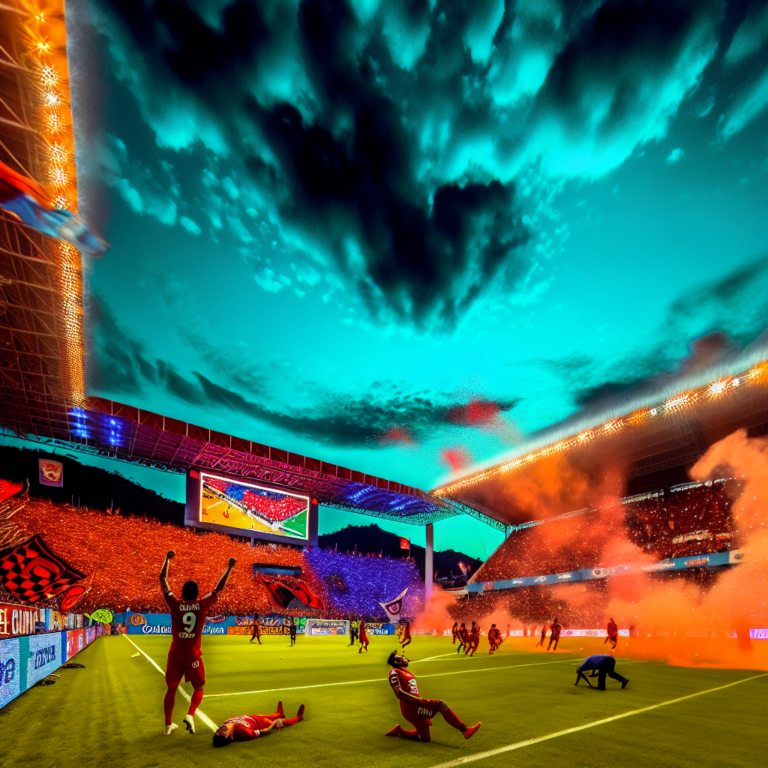 Celebración en el Superclásico salvadoreño con fuegos artificiales y estadio lleno
