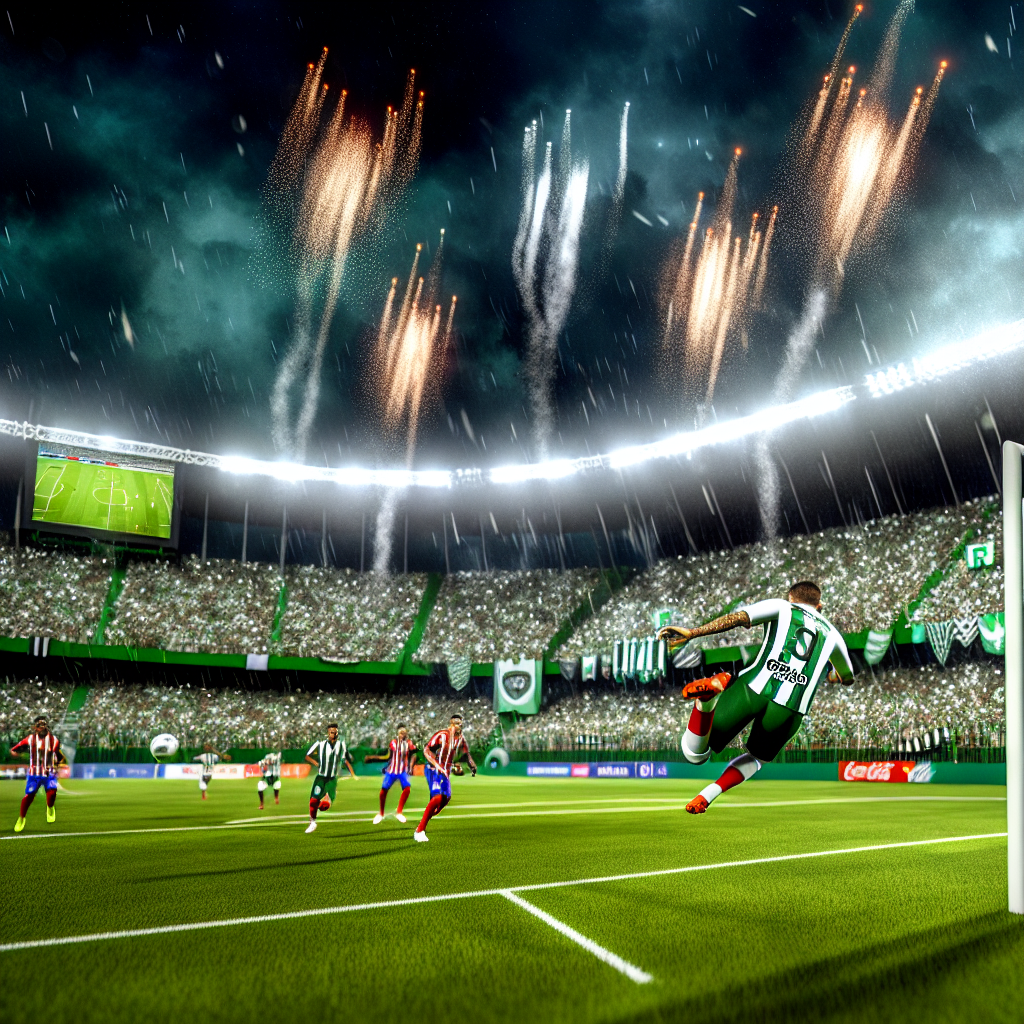 Triunfo Espectacular: Atlético Nacional Derrota a Internacional Atlético Nacional vence a Internacional en partido nocturno con fuegos artificiales
