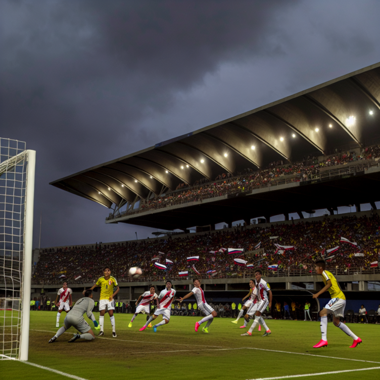 Jugadores de Colombia y Paraguay en acción en partido Sub-17