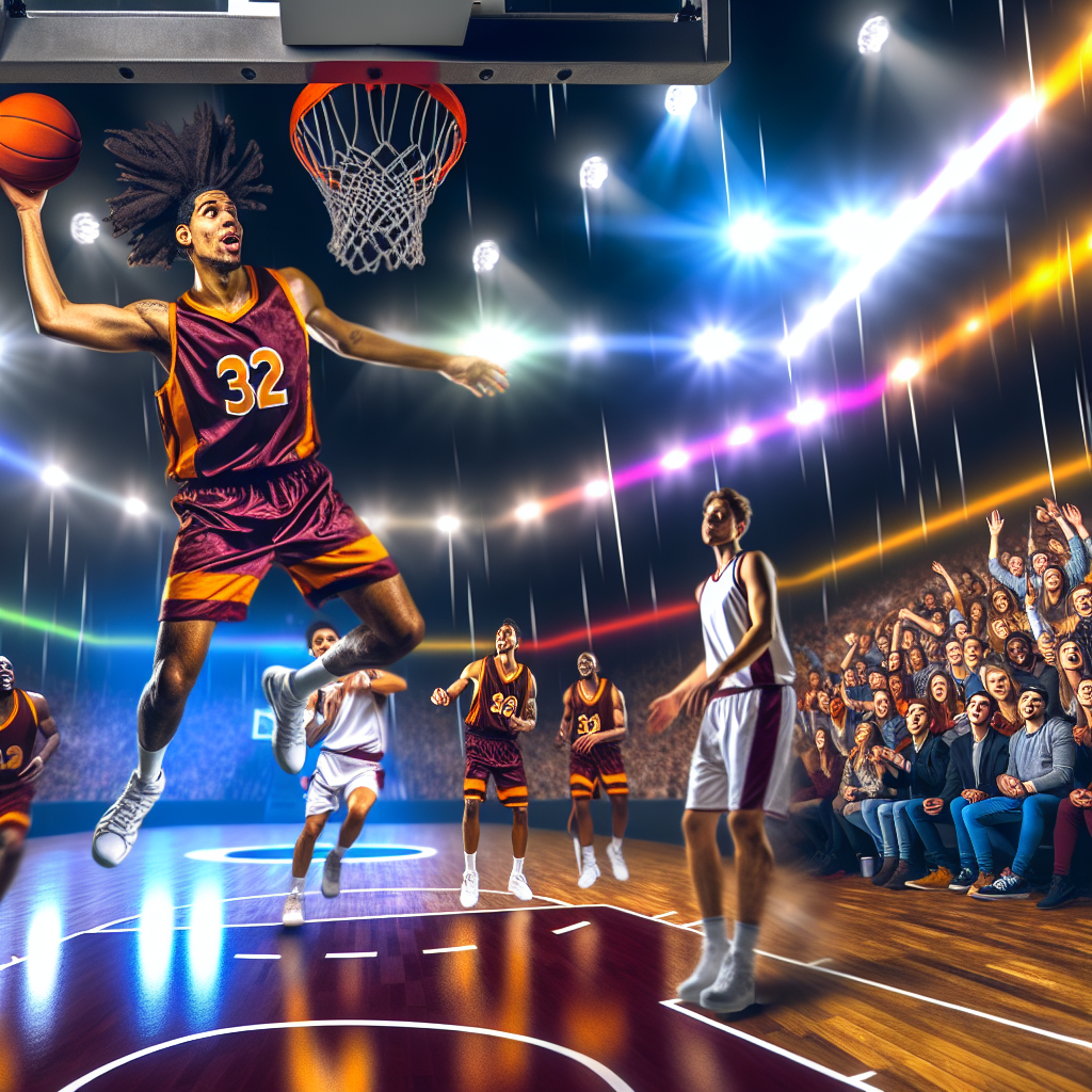 Cavaliers vs Pacers: Acción intensa en la cancha de baloncesto Jugador de los Cavaliers en pleno salto para anotar contra los Pacers en un partido emocionante