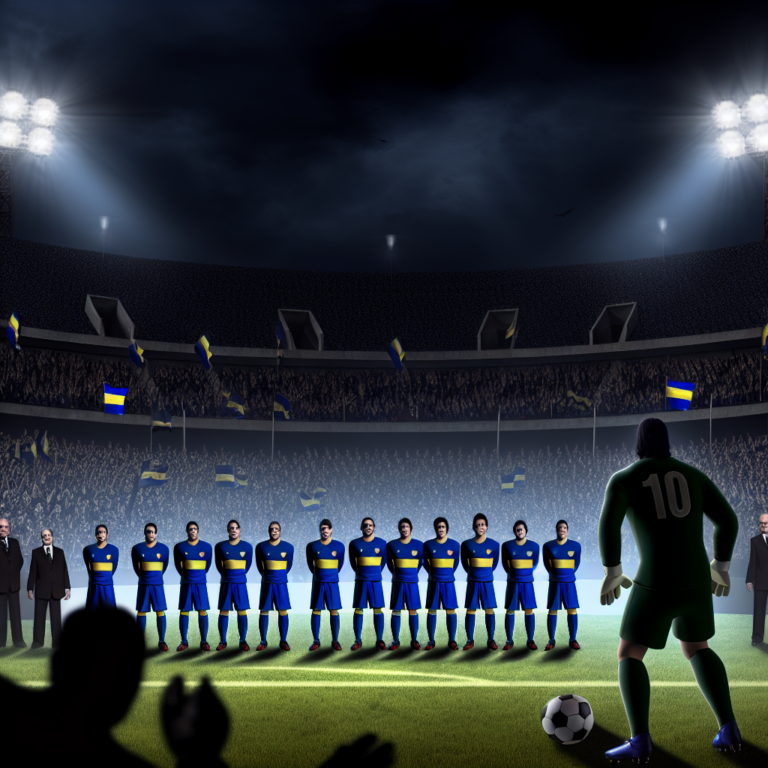 Equipo de Boca Juniors en el estadio, listos para avanzar a cuartos de final bajo reflectores