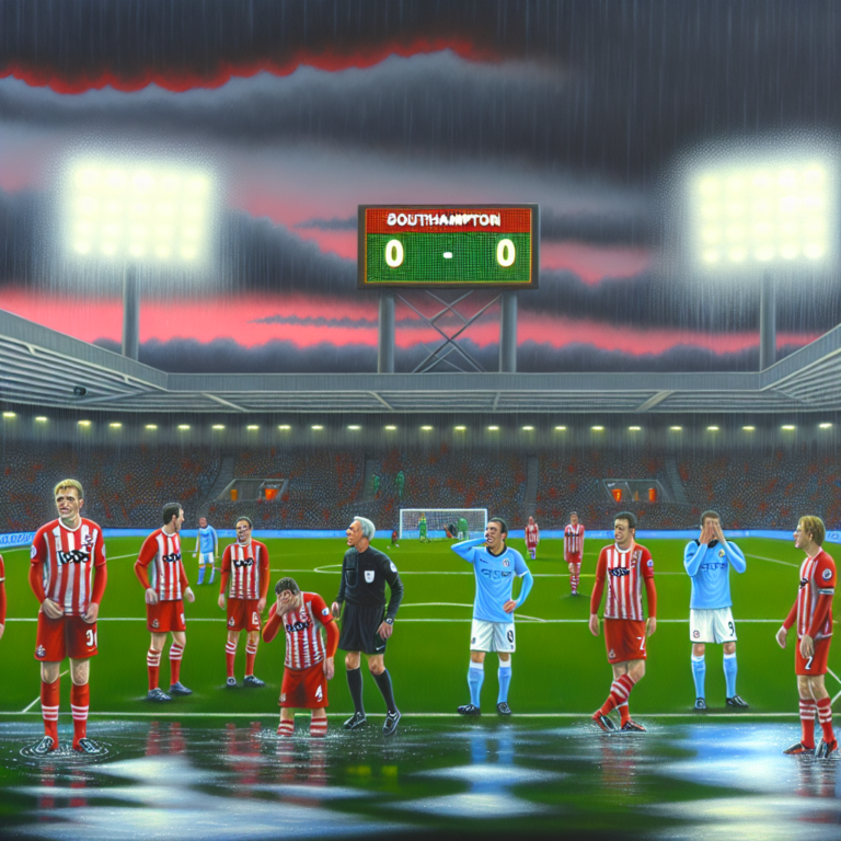 Empate entre Southampton y Manchester City en estadio bajo lluvia