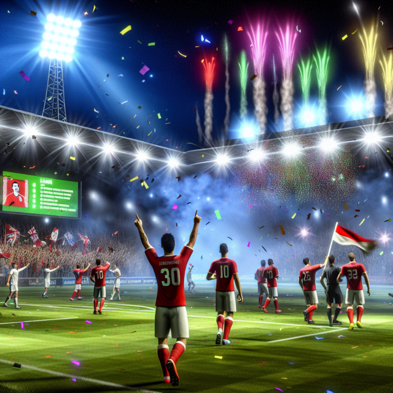 Celebración de la victoria del New York RB en partido contra LA Galaxy con fuegos artificiales