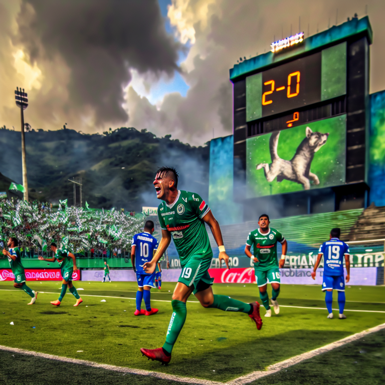Jugador de Antigua GFC celebra victoria sobre Cobán Imperial con marcador 2-0 en estadio