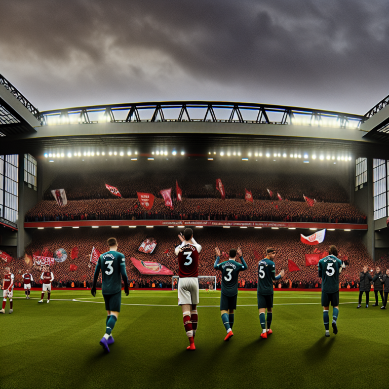 Jugadores de Liverpool y Arsenal celebrando el empate 2-2 en Anfield durante un partido vibrante