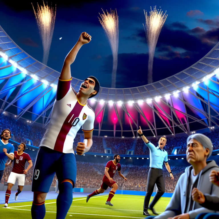 Jugador celebrando la victoria de Barcelona sobre el Real Madrid en un estadio lleno