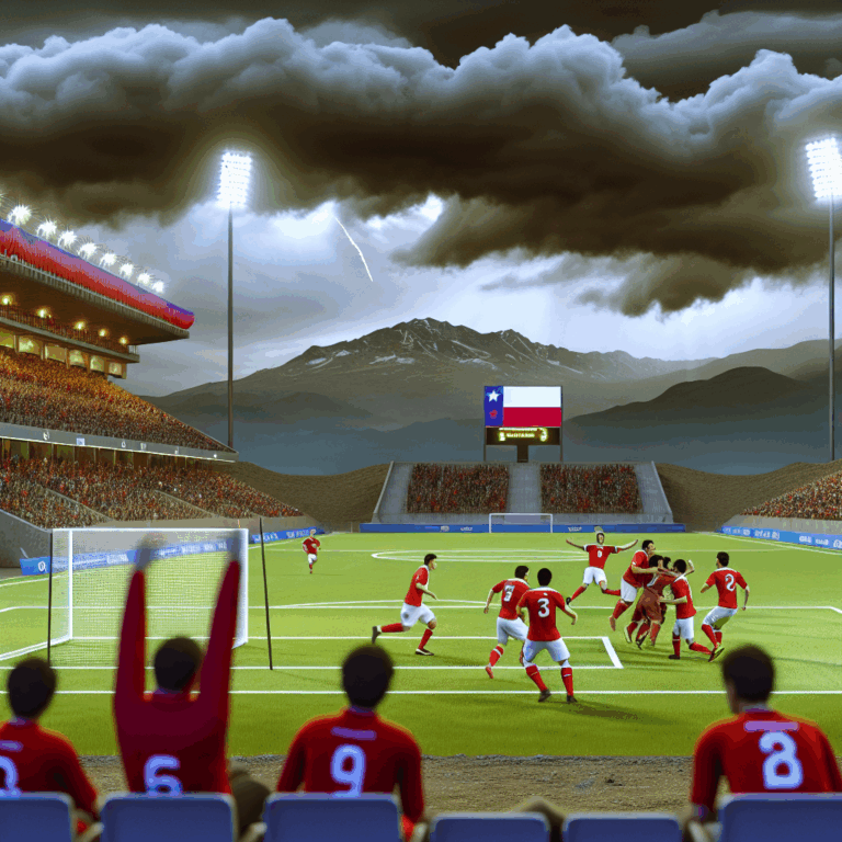 Partido emocionante de fútbol entre Chile sub-17 y Ecuador en estadio al pie de montañas