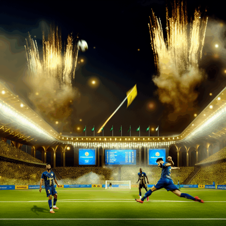 Gol decisivo en partido Al Nassr vence a Al Okhdood con fuegos artificiales en estadio lleno