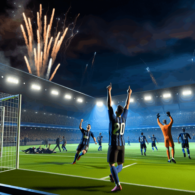 Equipo de Atalanta asegura Champions League con celebración de victoria en estadio iluminado