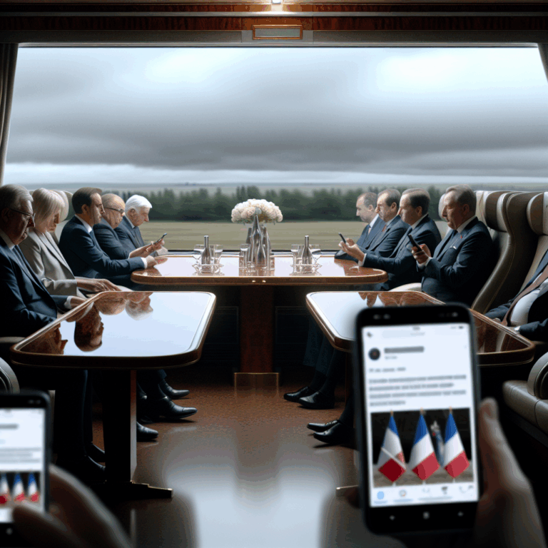 Líderes políticos en reunión formal en un tren de lujo